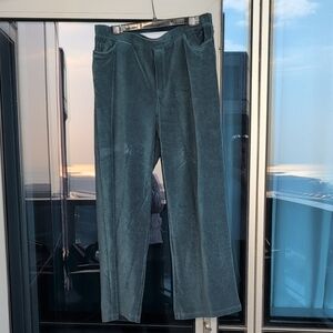 J. Jill Soft Ribbed Velour Forest Green Pants, XL